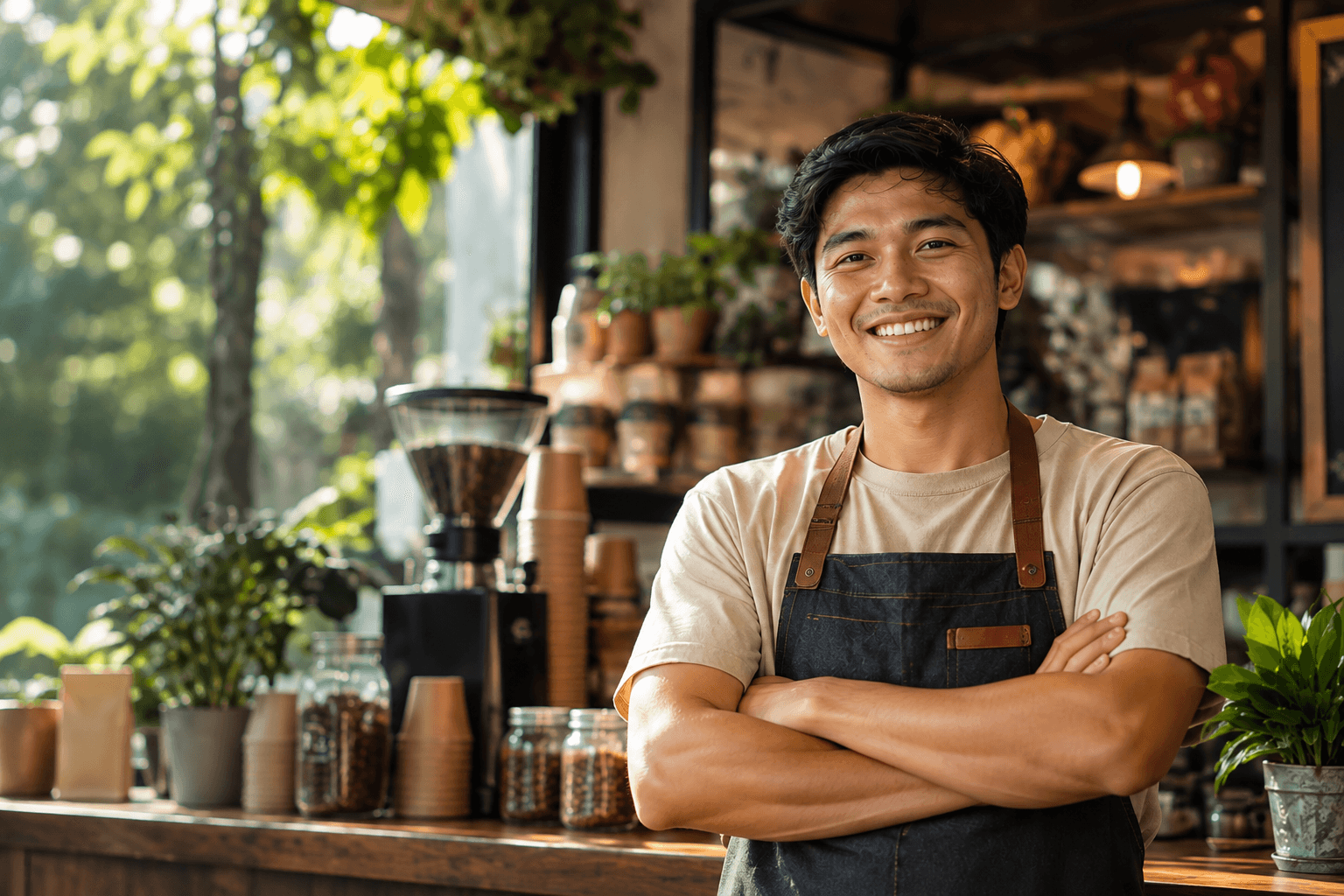 Pelaku UMKM di tempat usahanya